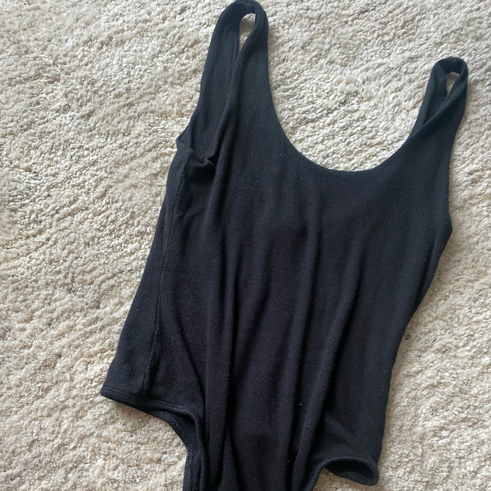 Body suit black ribbed